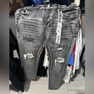 Purple Brand Distressed Gray Jeans